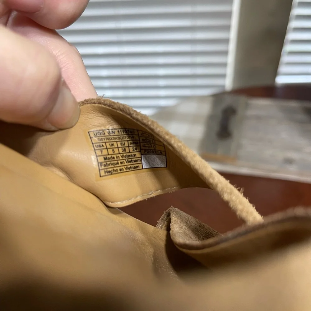 UGG Tan Suede Crisscross Slide Sandals - Picture 9 of 10